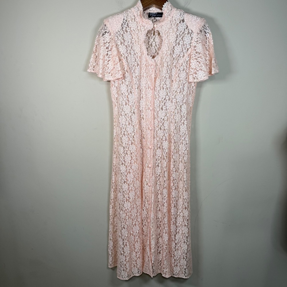 Dawn Joy Fashion Vintage Full Lace Non-Line Button Down Dress READ